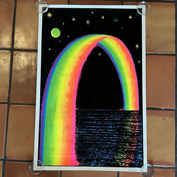 1980 RAINBOW #930 BLACKLIGHT POSTER VELVET 23x35" TRIPPY HIPPIE NOS - Picture 1 of 8
